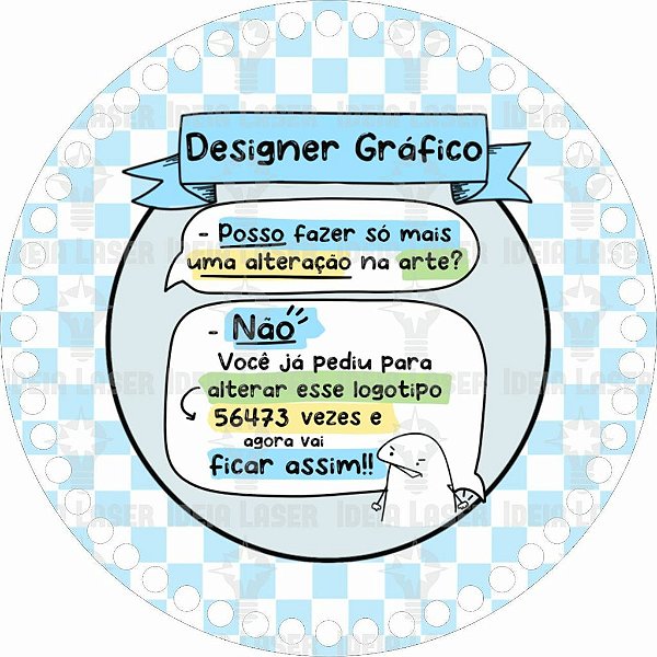 Base MDF Fio de Malha Crochê Redonda Profissões Flork Designer Gráfico Masculino Mod2