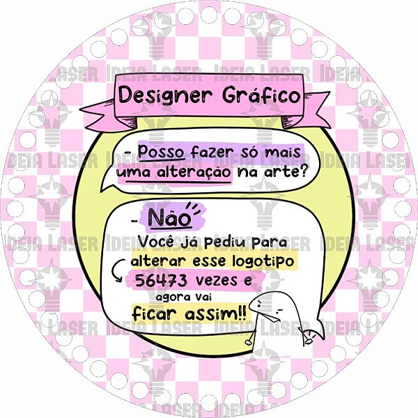 Base MDF Fio de Malha Crochê Redonda Profissões Flork Designer Gráfico Mod2