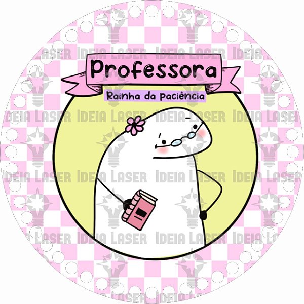 Base MDF Fio de Malha Crochê Redonda Profissões Flork Professora Mod1