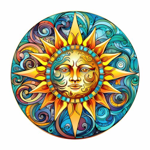 Mini Mandala Sem Furos Vitral Sol e Lua Mod6