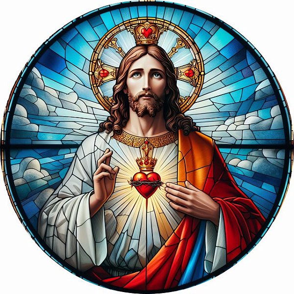 Sagrado Coração de Jesus - Arte Estilo Vitral