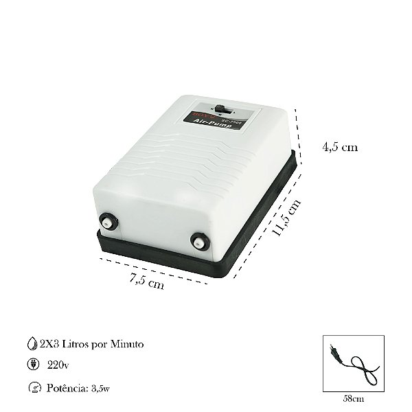 COMPRESSOR DE AR BOYU SC-7500 2X3L/MIN C/ 2 SAIDAS 220V