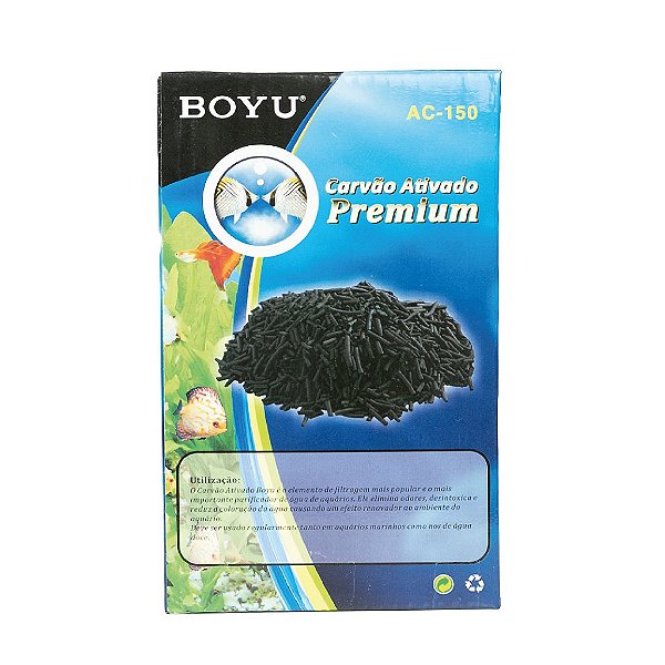 CARVÃO ATIVADO PREMIUM BOYU PELETIZADO 150G AC-150