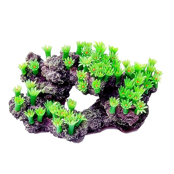 ENFEITE DE RESINA SOMA ROCHA DECO ZOANTHUS VERDE