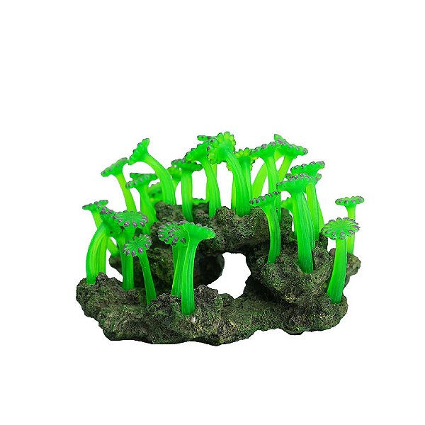 ENFEITE DE RESINA SOMA ROCHA DECO ZOANTHUS PALITHOA VERDE