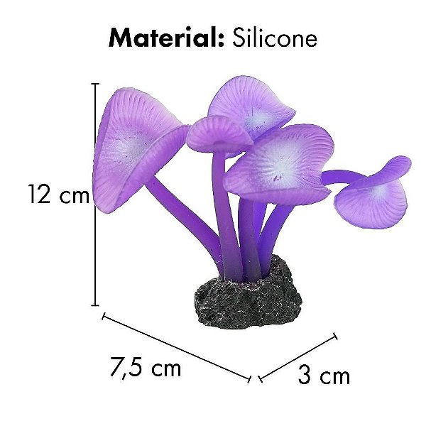 ENFEITE DE SILICONE SOMA CORAL MUSHROOM LONG STEM ROXO