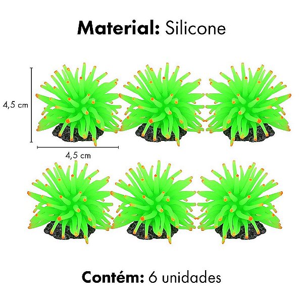 ENFEITE DE SILICONE SOMA ANEMONA SHORT VERDE  4,5 CM (6 UN)