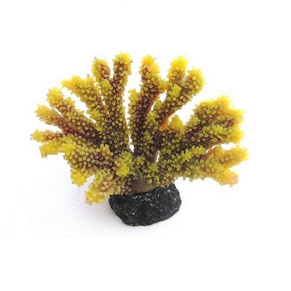 ENFEITE DE SILICONE SOMA CORAL ACROPORA PORITES AMARELA