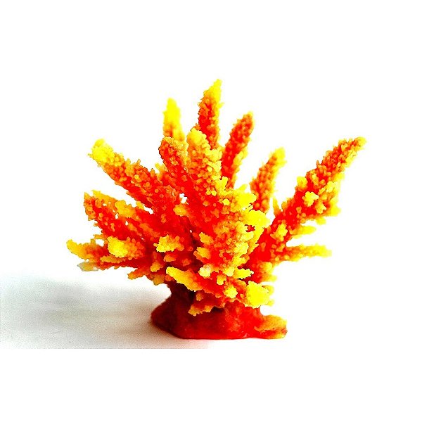 ENFEITE DE SILICONE SOMA CORAL ACROPORA HIDNOPHORA AMARELA E ROSA