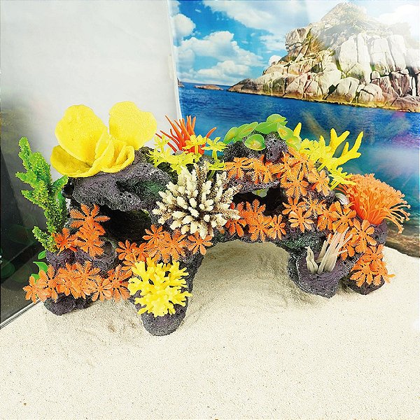 ENFEITE DE RESINA SOMA ROCHA FUNDO DO MAR 20 57 X 29 X 34CM