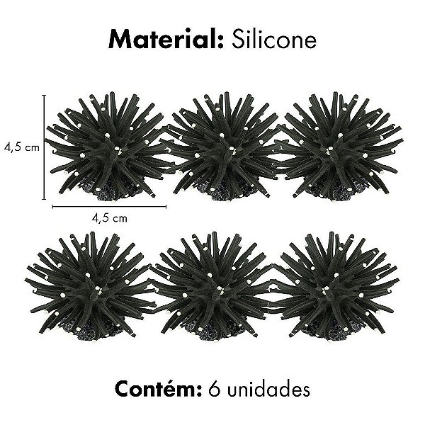 ENFEITE DE SILICONE SOMA ANEMONA SHORT PRETA  4,5 CM (6 UN)