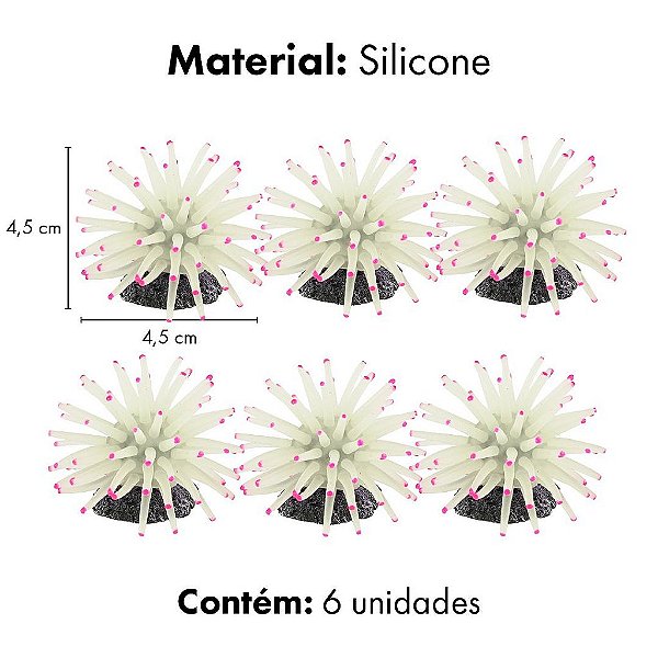 ENFEITE DE SILICONE SOMA ANEMONA SHORT BRANCA  4,5CM (6 UN)