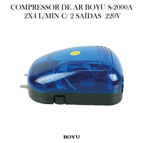COMPRESSOR DE AR BOYU S-2000A 2X4L/MIN C/ 2 SAIDAS 220V