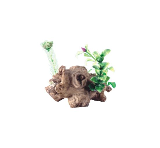 ENFEITE DE RESINA BOYU TRONCO COM PLANTA 03 (RO-2203)