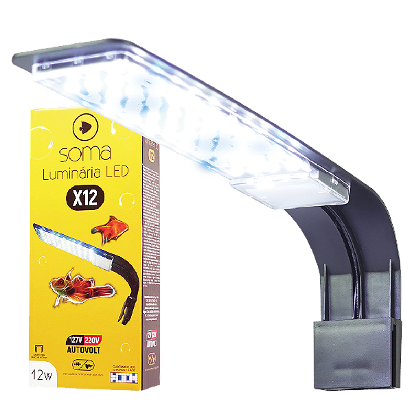 LUMINARIA LED SOMA X12 PRETA (12W) LED BRANCO/AZUL AUTOVOLT