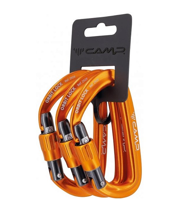 Mosquetão Trava Orbit Lock - Camp - conjunto 3 pçs - Cor Orange