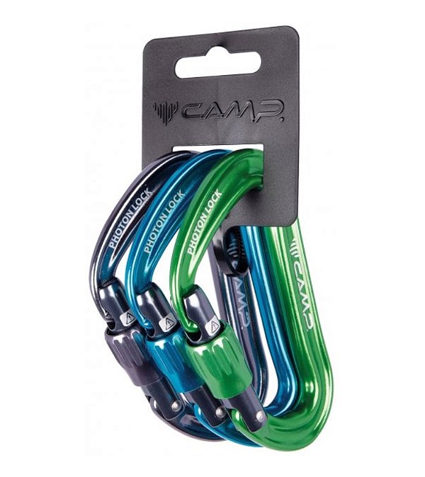 Mosquetão de rosca Photon Lock - Camp - Color - conjunto com 3 pçs