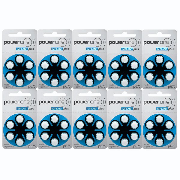 60 Baterias Power One P675 Implant Plus Original Maior Durabilidade Nota Fiscal