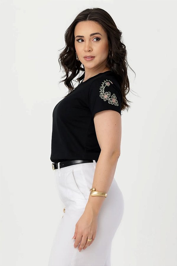 T-Shirt Manga Bordada