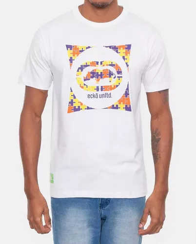 Camiseta Ecko Logo Quebra Cabeça - Off White