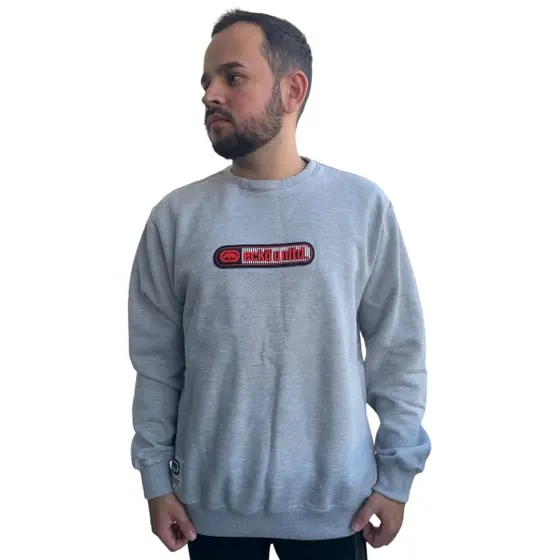 Moletom Ecko Box Logo S/Capuz - Cinza Mescla