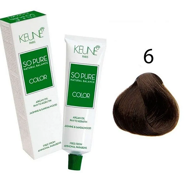 KEUNE SO PURE TINTA COLOR - COR 6 - LOURO ESCURO  60ML