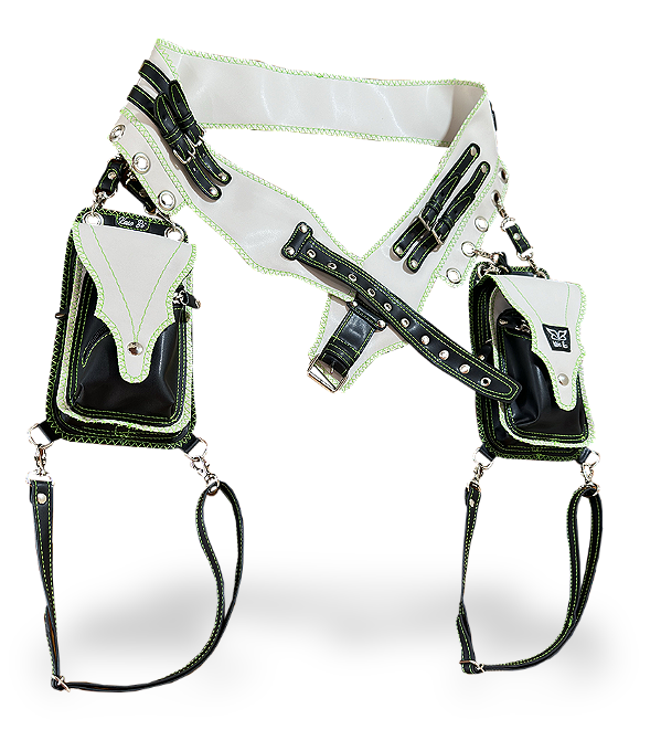 CARTUCHEIRA DISTÓPIKA - LINHAGEM VERDE NEON - PRETO / OFF WHITE PREMIUN - (VEGAN)
