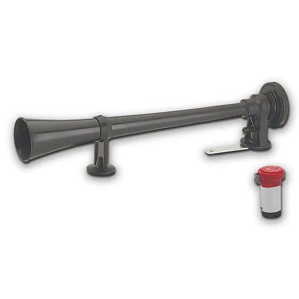 Buzina A Ar 1 Cornetão 485mm Preto + Compressor Elétrico 12v