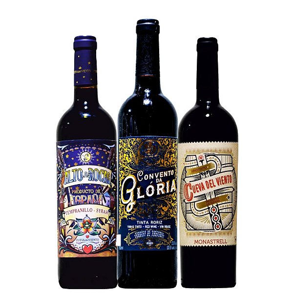 Combo 3 Vinhos - ALTO LAS ROCAS + CONVENTO DA GLÓRIA + CUERVA DEL VIENTO