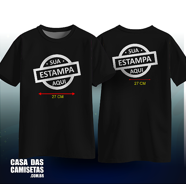 Camiseta Preta | Estampa colorida frente e costa