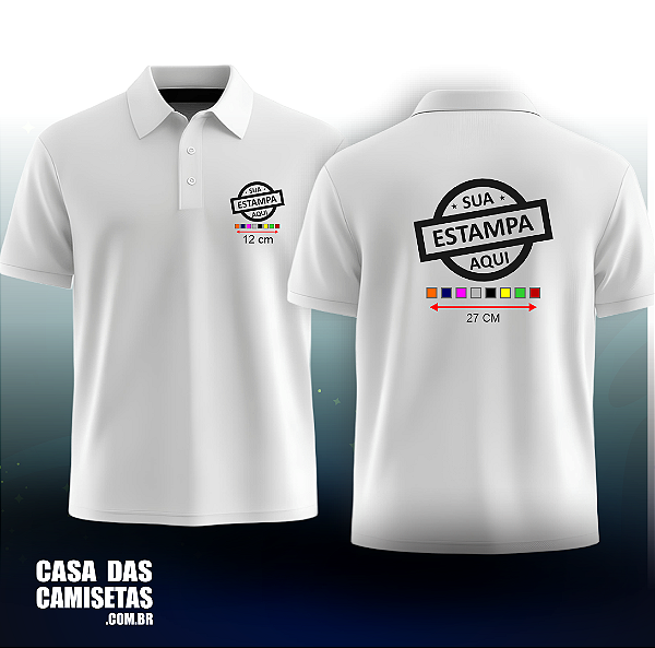 Gola Polo Branca | Estampa colorida frente e costa