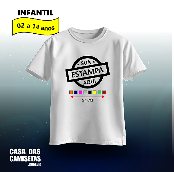 Camiseta Infantil branca | Estampa frente  colorida