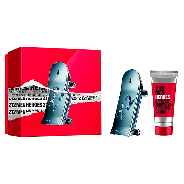Carolina Herrera Coffret 212 Heroes Edt 90ml + Gel de Banho 100ml Masculino