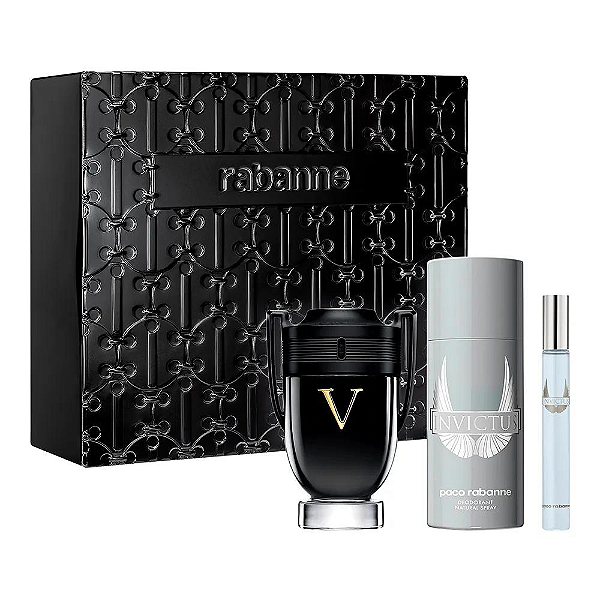Paco Rabanne Coffret Invictus Victory Edp 100ml + Desodorante + Travel Size Edt Masculino