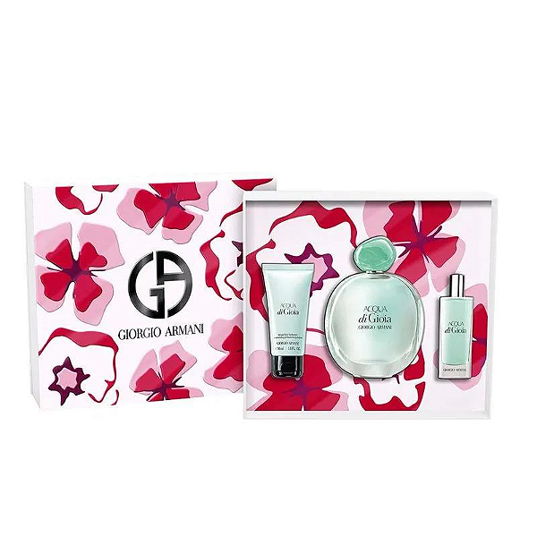 Giorgio Armani Coffret Acqua di Gioia Edp 100ml + Loção Corporal 50ml + Trave Size 15ml Feminino