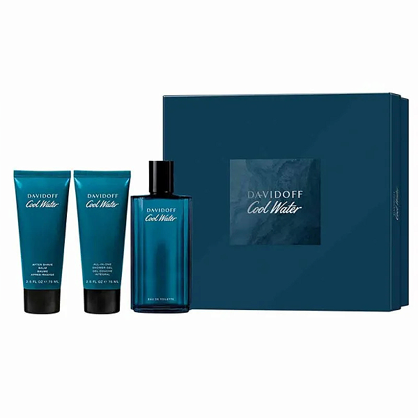 Davidoff Coffret Cool Water Edt 125ml + Gel de Banho 75ml + Pós-barba 75ml - Masculino