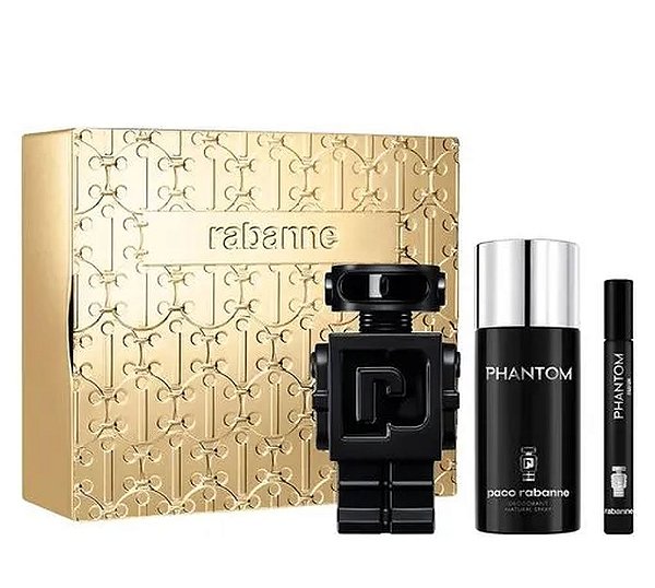 Paco Rabanne Coffret Phantom Parfum 100ml + Desodorante 150ml + Travel Size 10ml Masculino
