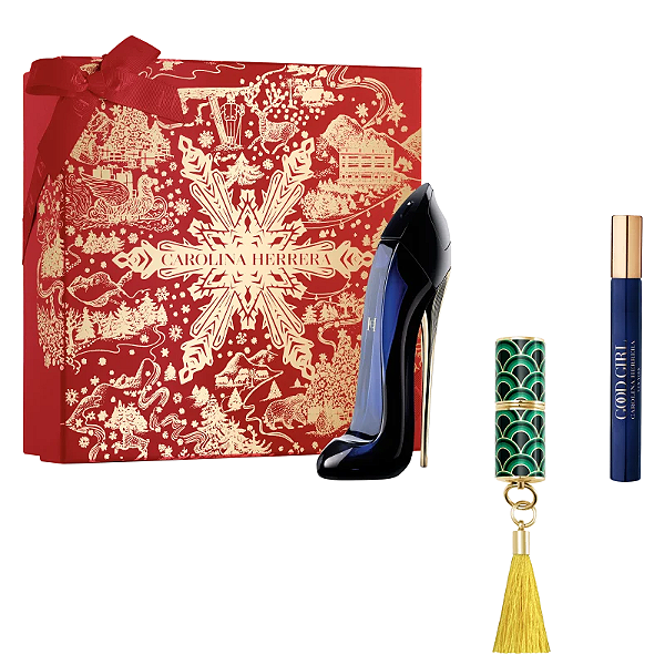 Carolina Herrera Coffret Good Girl Edp 80ml + Mini Batom + Travel Size Edp 10ml Feminino