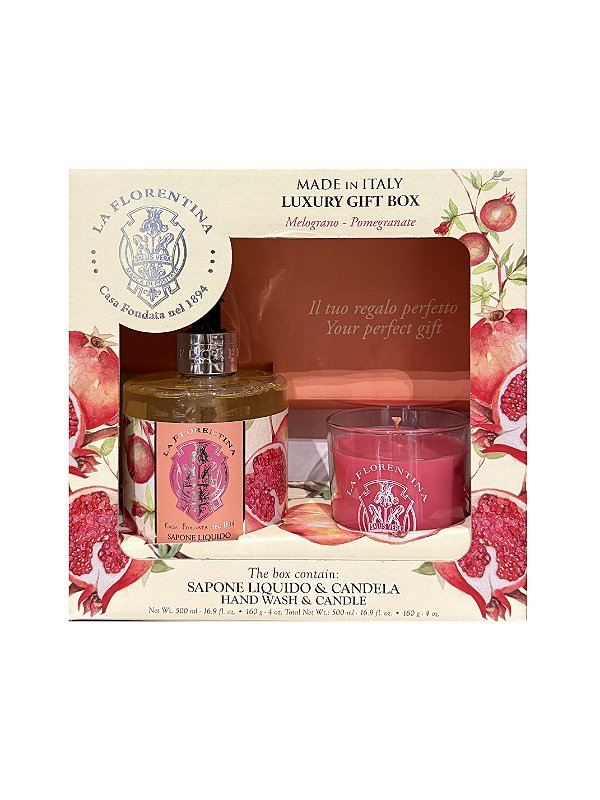 La Florentina Kit Bell Relax Pomegranate Sabonete Líquido 500ml + Vela Aromática 160g - Compartilhável
