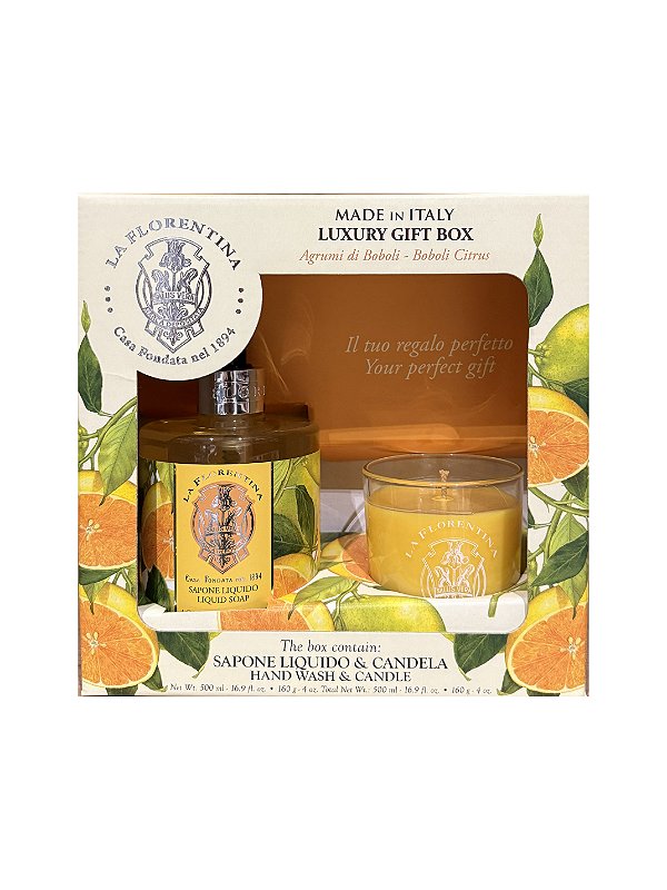 La Florentina Kit Bell Relax Citrus Sabonete Líquido 500ml + Vela Aromática 160g - Compartilhável