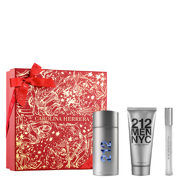 Carolina Herrera Coffret 212 Men Nyc Edt 100ml + Pós-Barba 100ml + Travel Size 10ml - Masculino