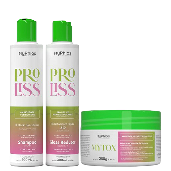 Kit Progressiva Gloss Redutor Proliss 300ml + Mytox 250g MyPhios