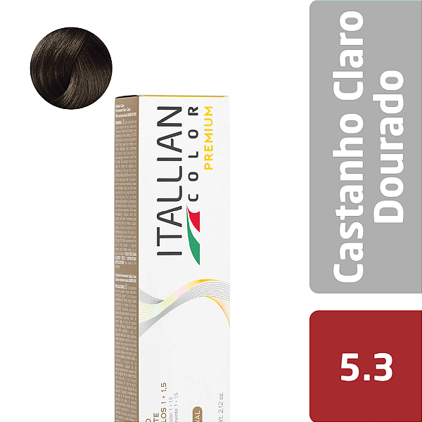 Tintura Capilar Coloração Castanho Claro Dourado 5.3 60g Itallian Color
