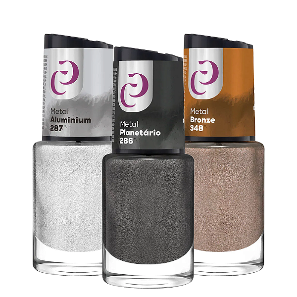 Esmaltes Coleção Metalizada Bronze + Aluminio + Planetário Cora