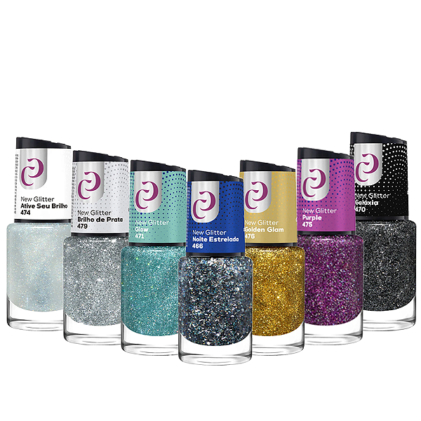 Kit 7 Esmaltes Coleção New Glitter 10ml Cora