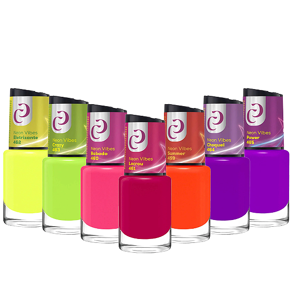 Kit 7 Esmaltes Coleção Neon Vibes Completo 10ml Cora