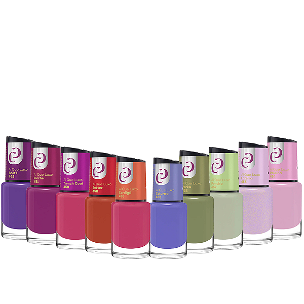 Kit 10 Esmaltes Coleção Ai que Luxo Completa 10ml Cora