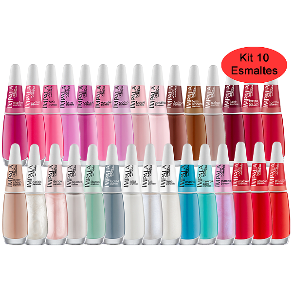 Kit 10 Esmaltes Sortidos Atacado Manicures Coleção A Sua Moda Impala