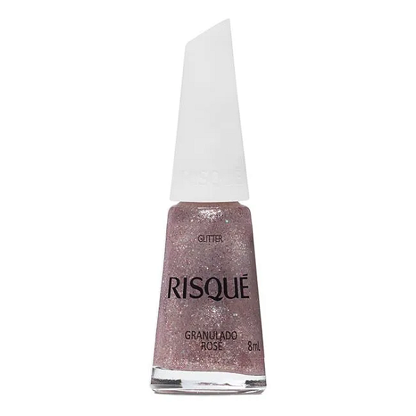 Esmalte Coleção Essencial Cor Glitter Granulado Rosé 8ml Risque