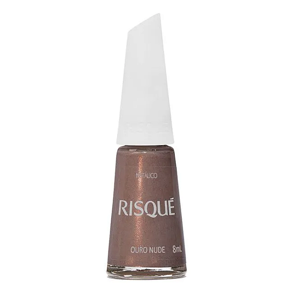 Esmalte Coleção Essencial Cor Nude Metálico Ouro Nude 8ml Risque